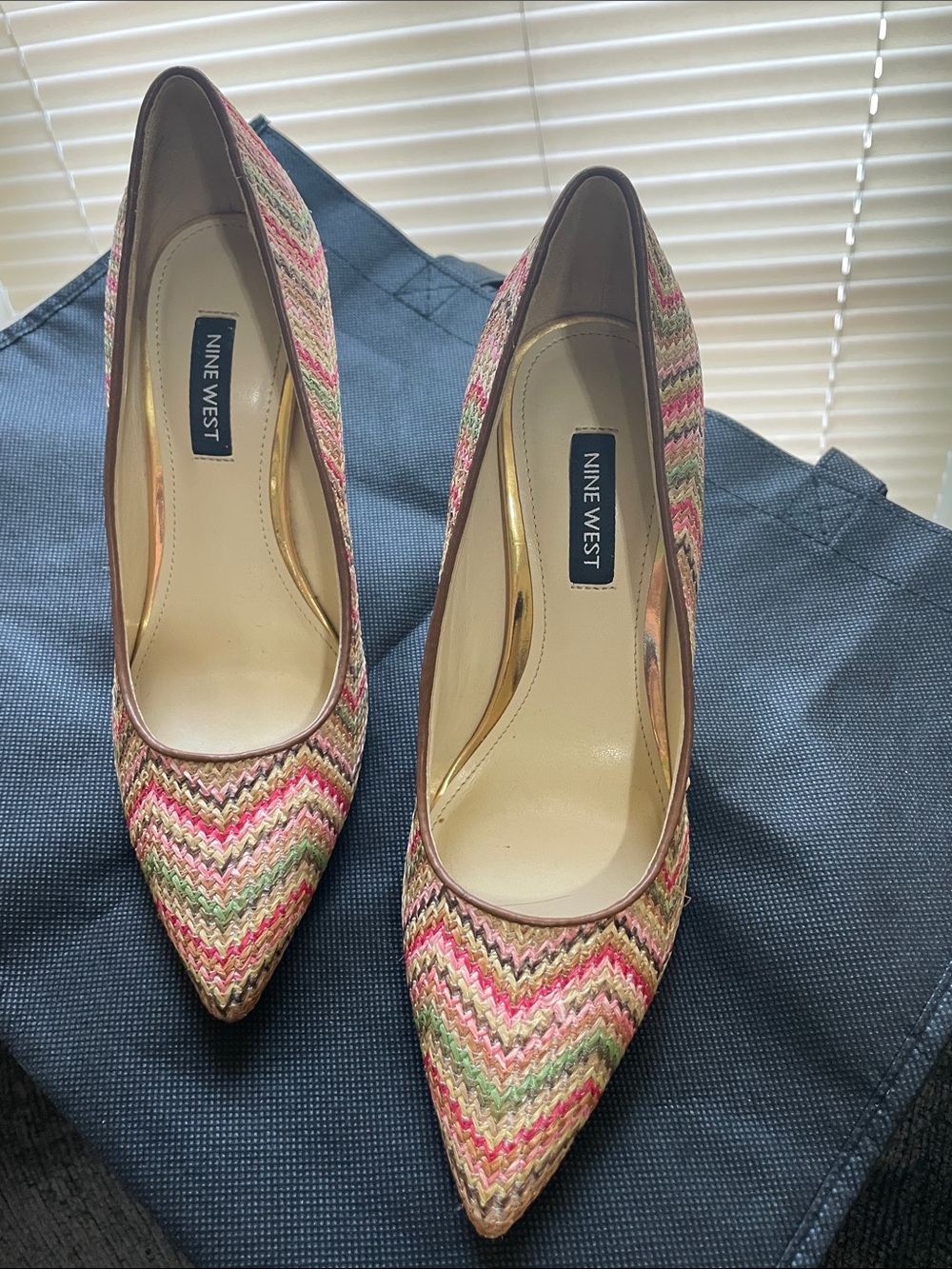 Nine West Woven 3qtr Chunky Heel Pumps